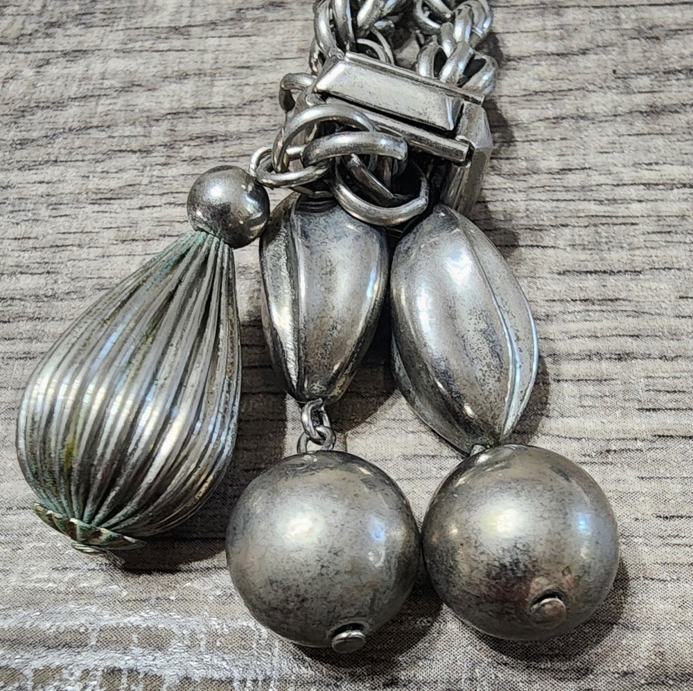 Silver Chain Necklace with Charms - Picture 4 of 6